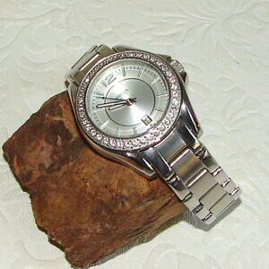 Fossil Womens Quartz WATCH, Date, Rhinestones, Water Resist 10 ATM Need Batt C45